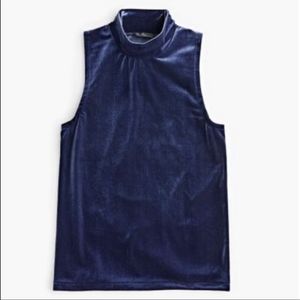 J. Crew Navy Velvet Mockneck Tank